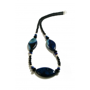 Blue Agate and Black Onyx Necklace